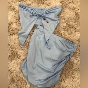SHEIN Blue Bandeau Ruched Mini Skirt 2-Piece Set NWOT